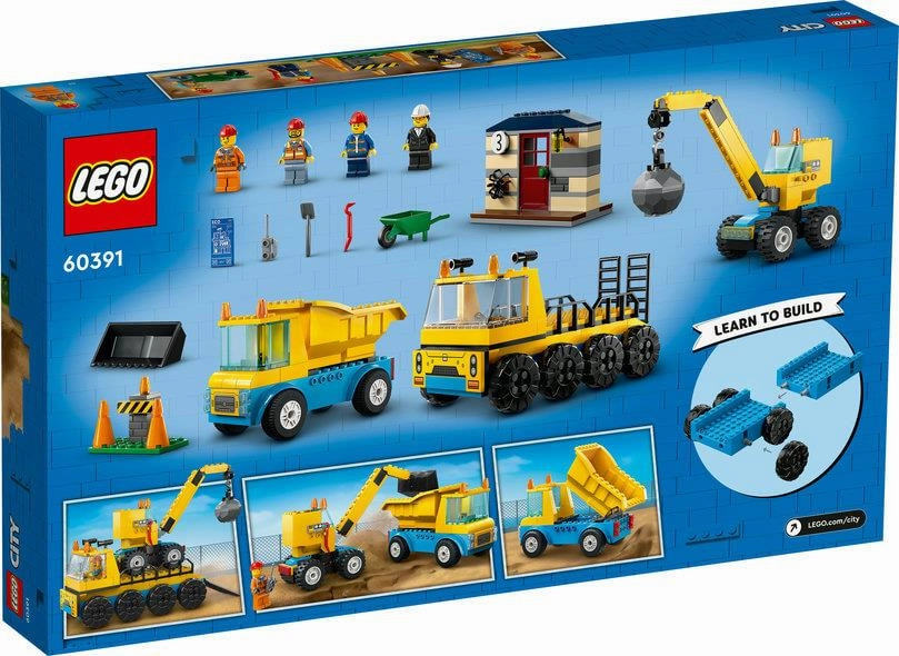 Lego City 60391 Construction Trucks & Wrecking Ball Crane for Ages 4 
