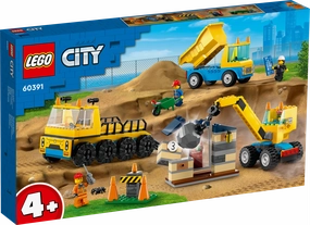 Lego City 60391 Construction Trucks & Wrecking Ball Crane for Ages 4 