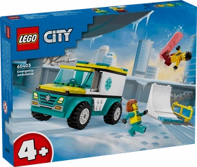 Lego City 60403 Emergency Ambulance and Snowboarder for Ages 4 and Up
