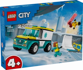 Lego City 60403 Emergency Ambulance and Snowboarder for Ages 4 and Up