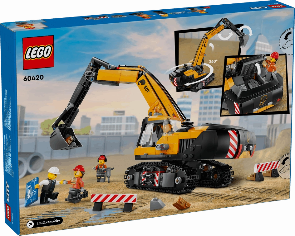 Lego City 60420 Yellow Construction Excavator Playset for Ages 8 & Up