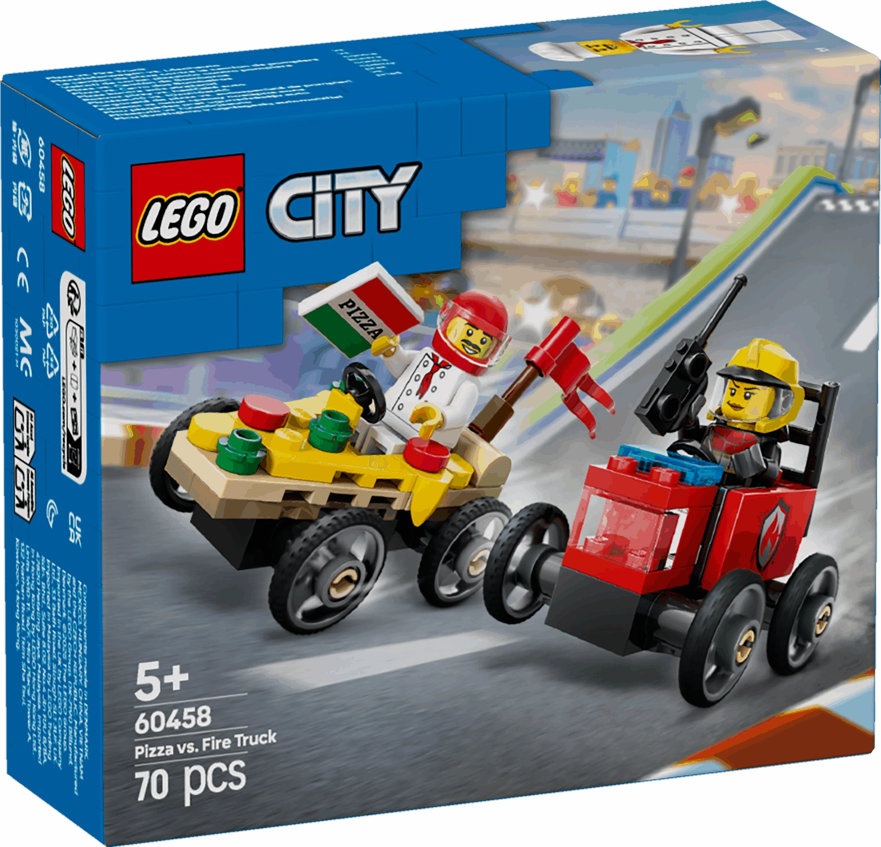 Lego City 60458 Pizza Vs. Fire Truck Race Car Pack for Ages 5 and Up