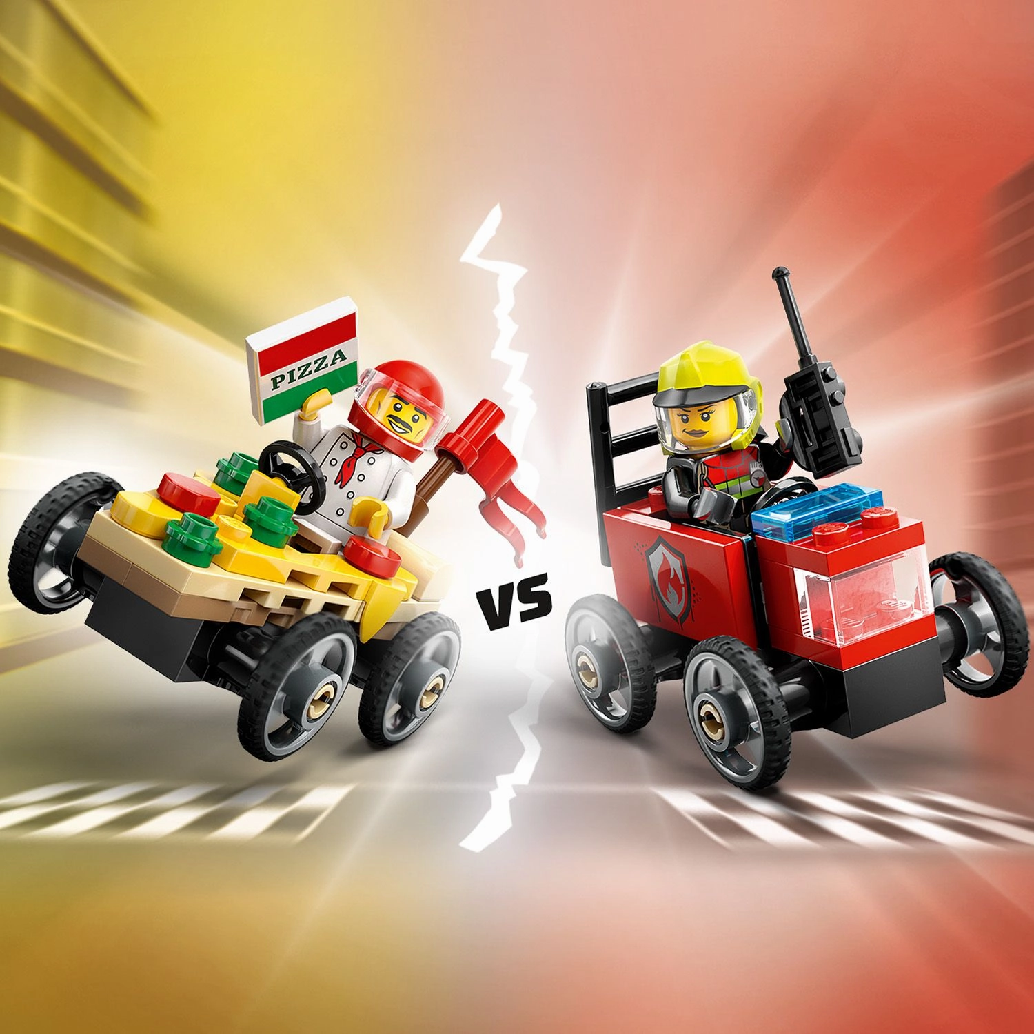 Lego City 60458 Pizza Vs. Fire Truck Race Car Pack for Ages 5 and Up