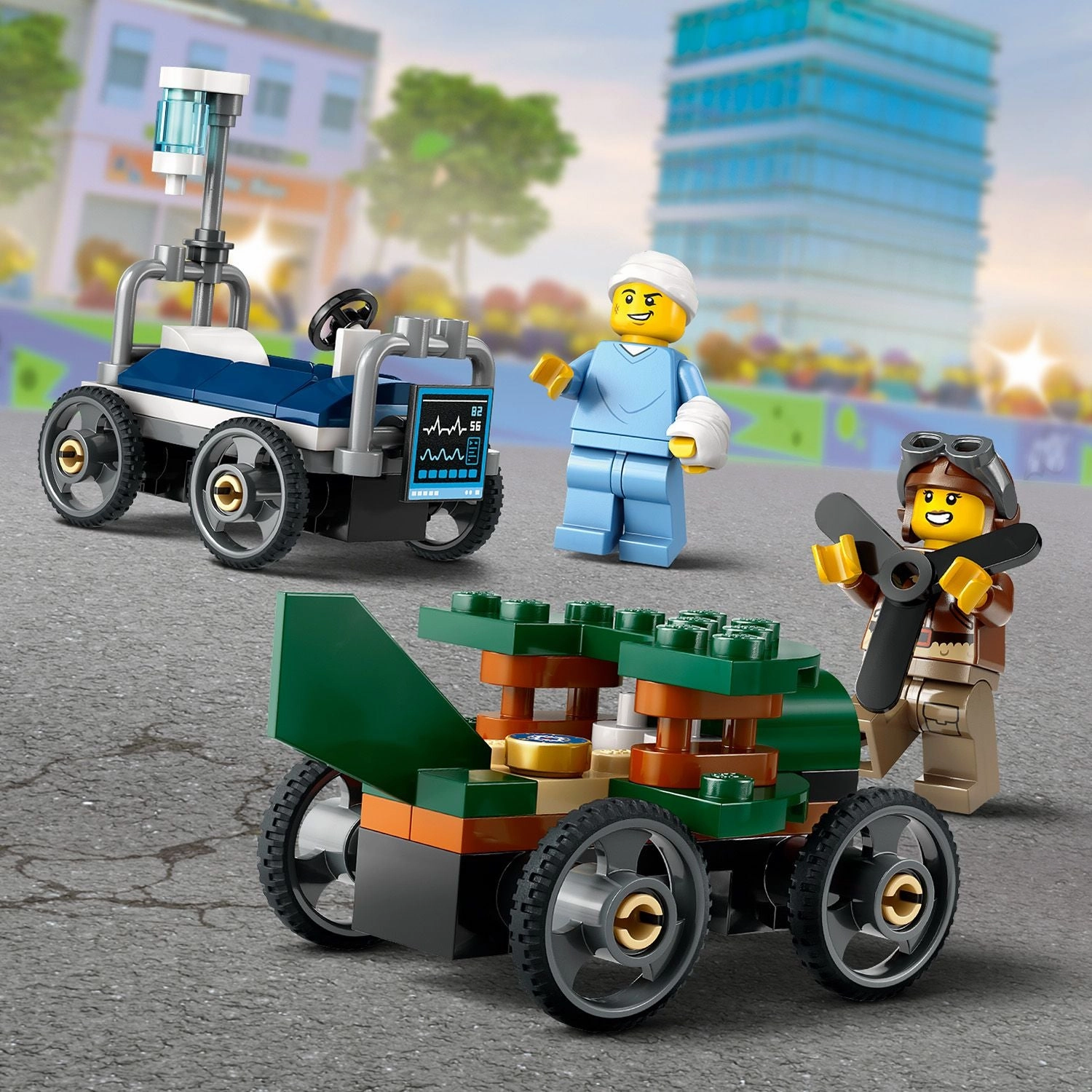 Lego City 60459 Airplane Vs. Hospital Bed Race Car Pack for Ages 5 