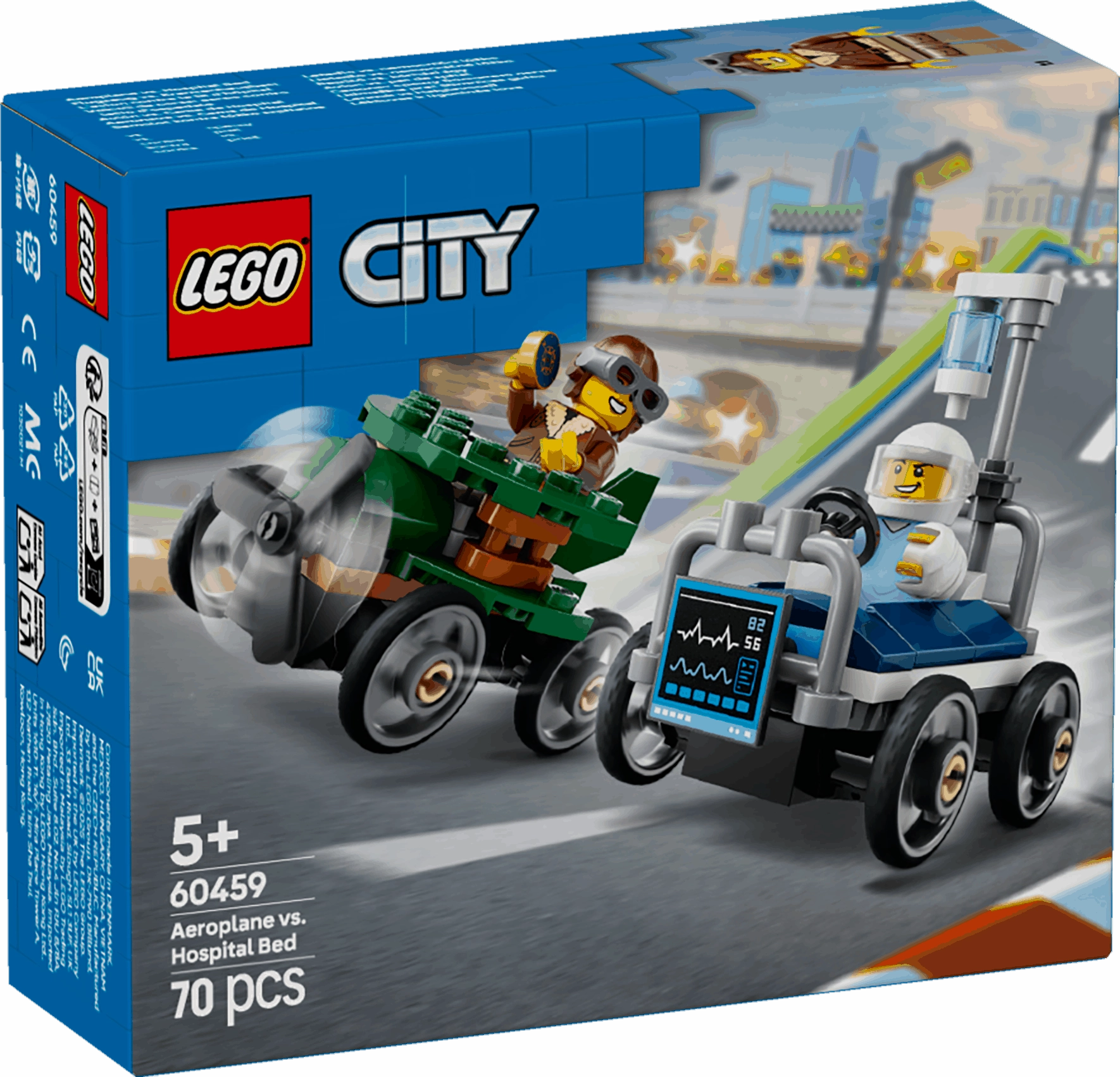 Lego City 60459 Airplane Vs. Hospital Bed Race Car Pack for Ages 5 