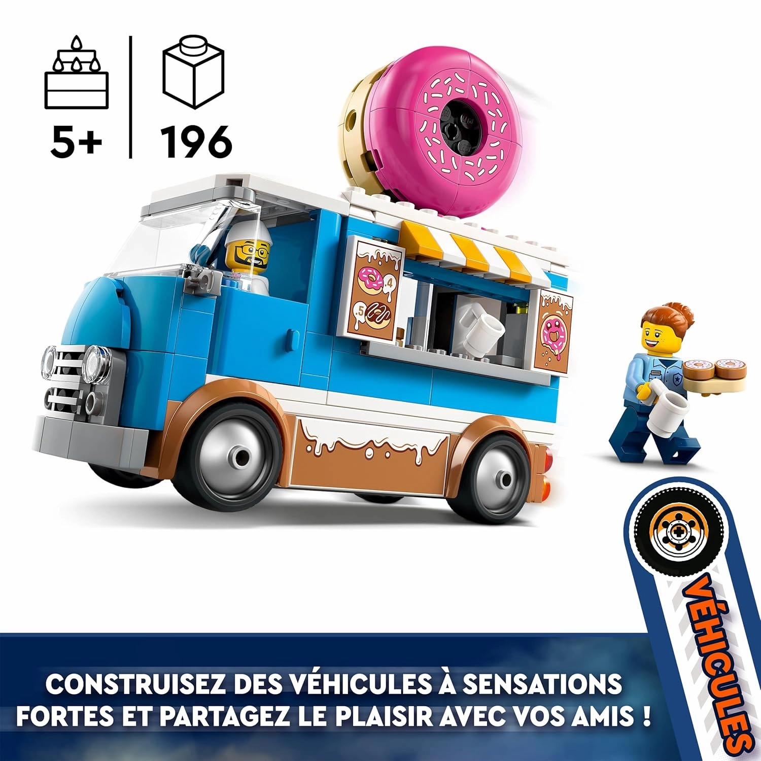 LEGO City Donut Truck Playset Vendor Vehicle Building Kit For Ages 5 