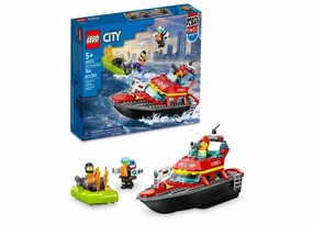 LEGO City Fire Rescue Boat 60373 with Floating Feature and 4 Minifigures