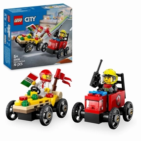 LEGO City Pizza vs. Fire Truck Race Car Building Kit For Ages 5 