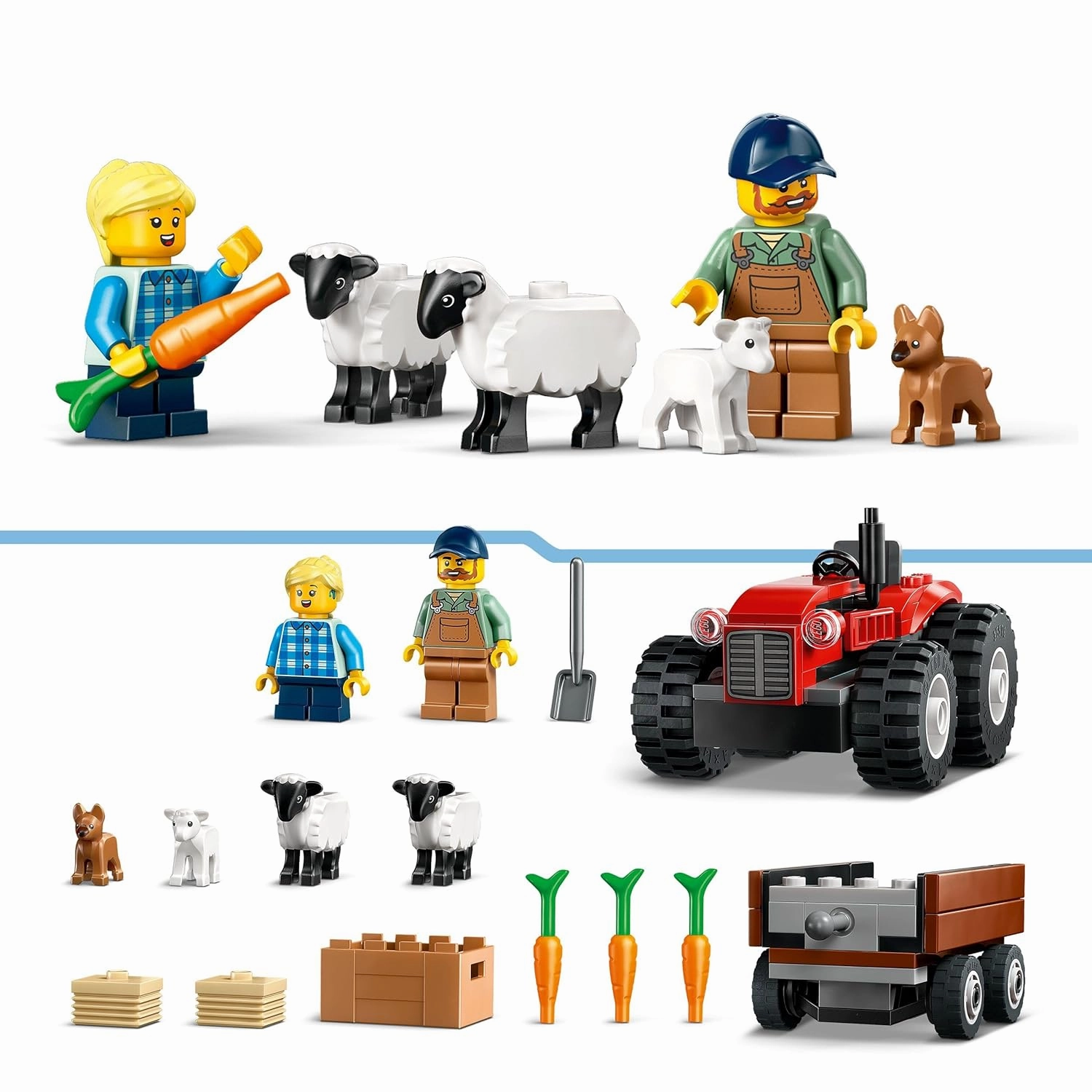 LEGO City Red Farm Tractor with Trailer & Sheep Building Kit For Ages 4 