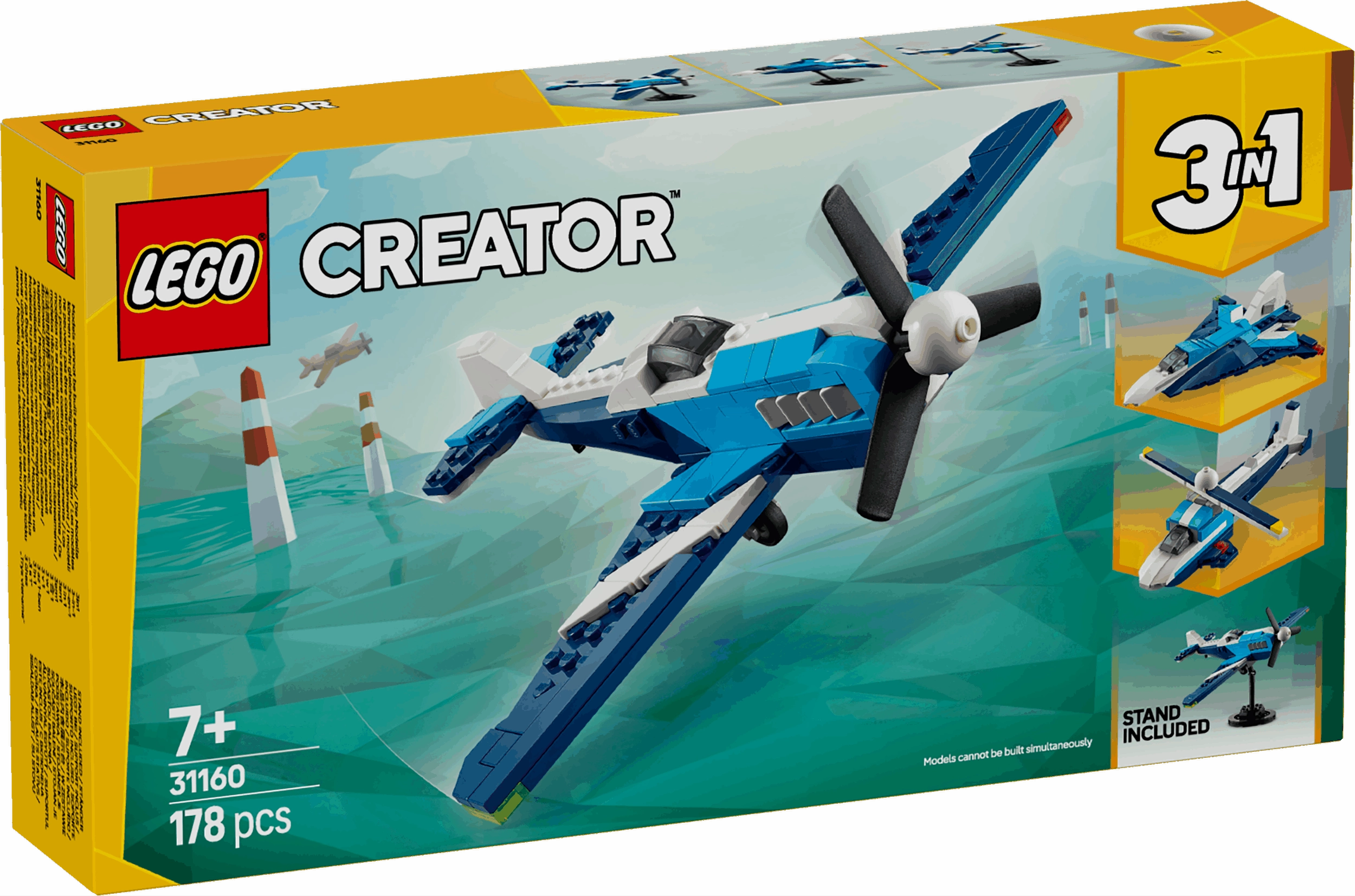 Lego Creator 3 in 1 31160 Aircraft: Race Plane Playset for Ages 7 & Up