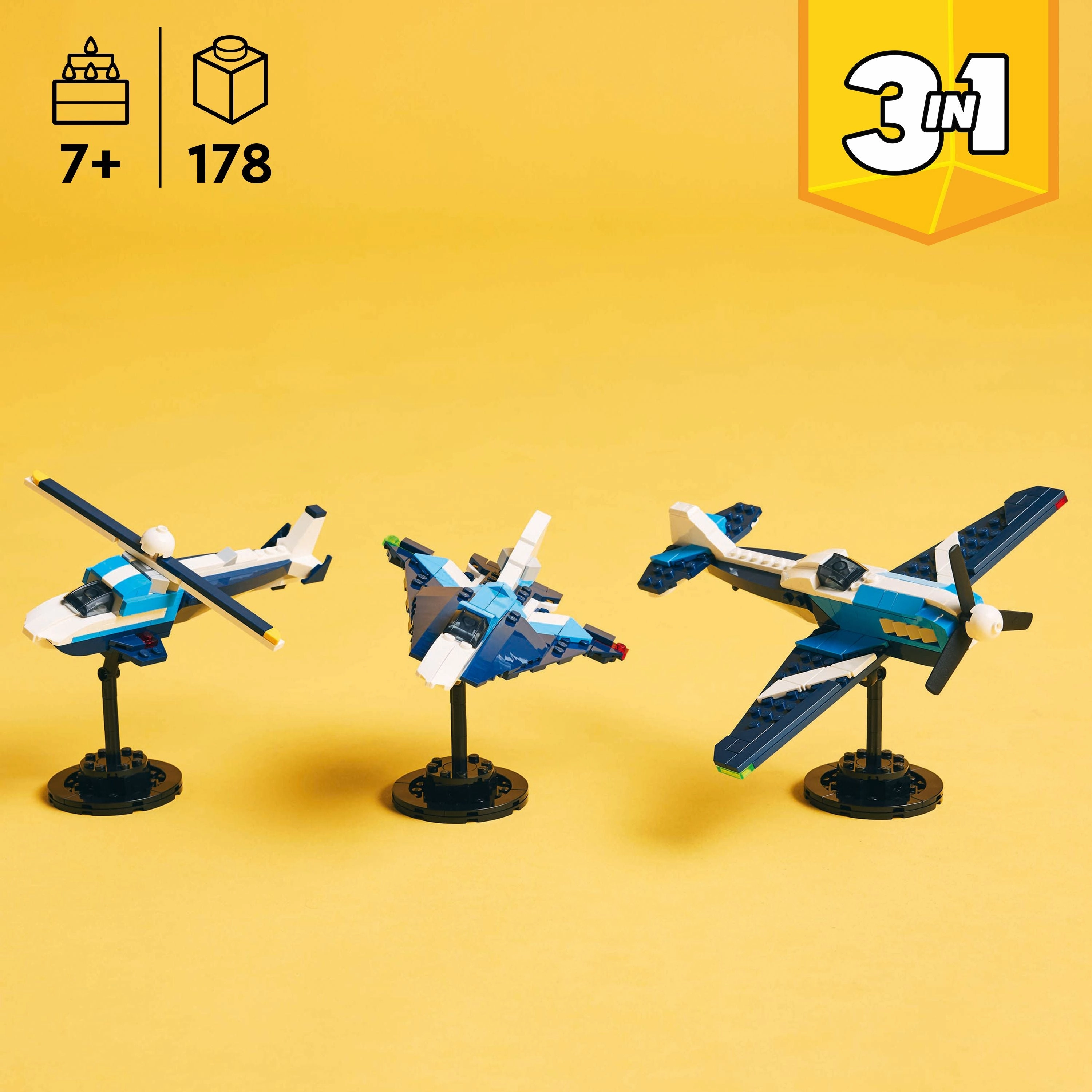 Lego Creator 3 in 1 31160 Aircraft: Race Plane Playset for Ages 7 & Up