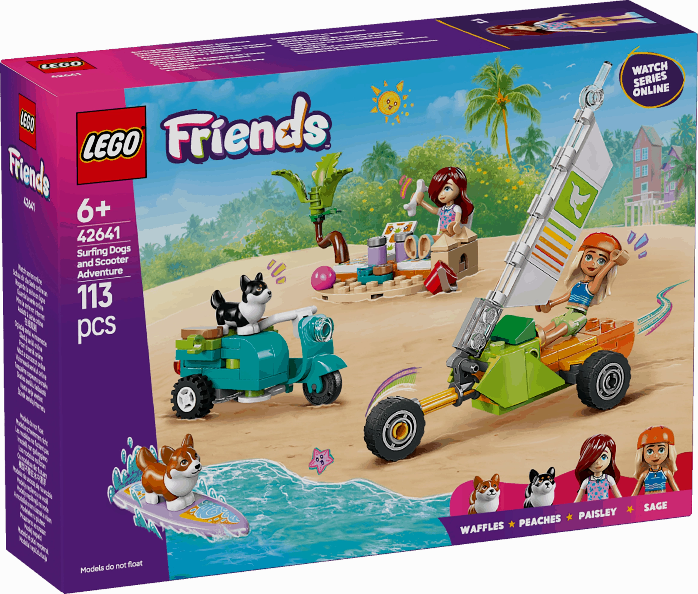Lego Friends 42641 Surfing Dogs & Scooter Adventure Playset for Age 6 