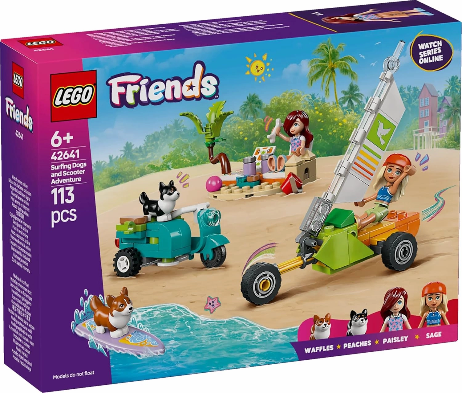 LEGO Friends Surfing Dogs and Scooter Adventure Building Kit For Ages 6 