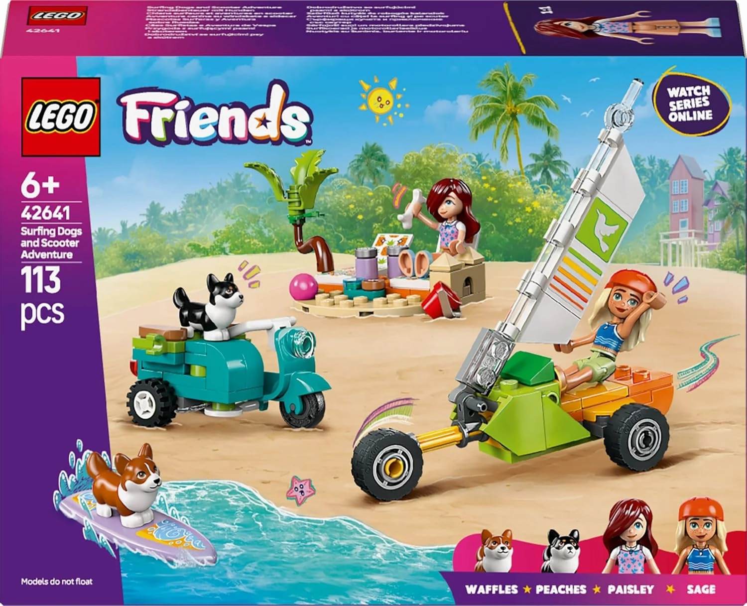 LEGO Friends Surfing Dogs and Scooter Adventure Building Kit For Ages 6 