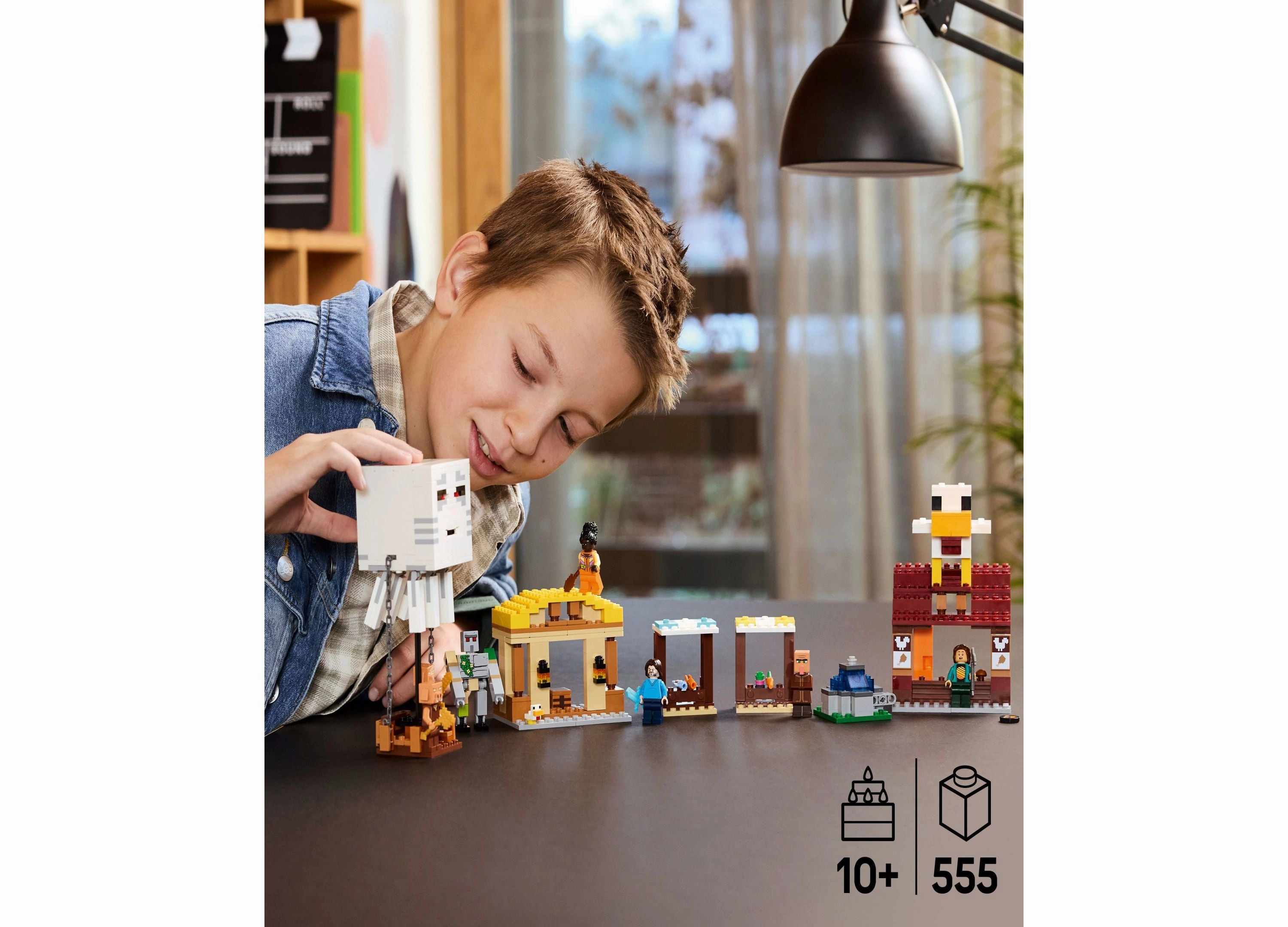 LEGO Minecraft 21273 The Ghast Balloon Village Attack Building Set - 555 Pieces