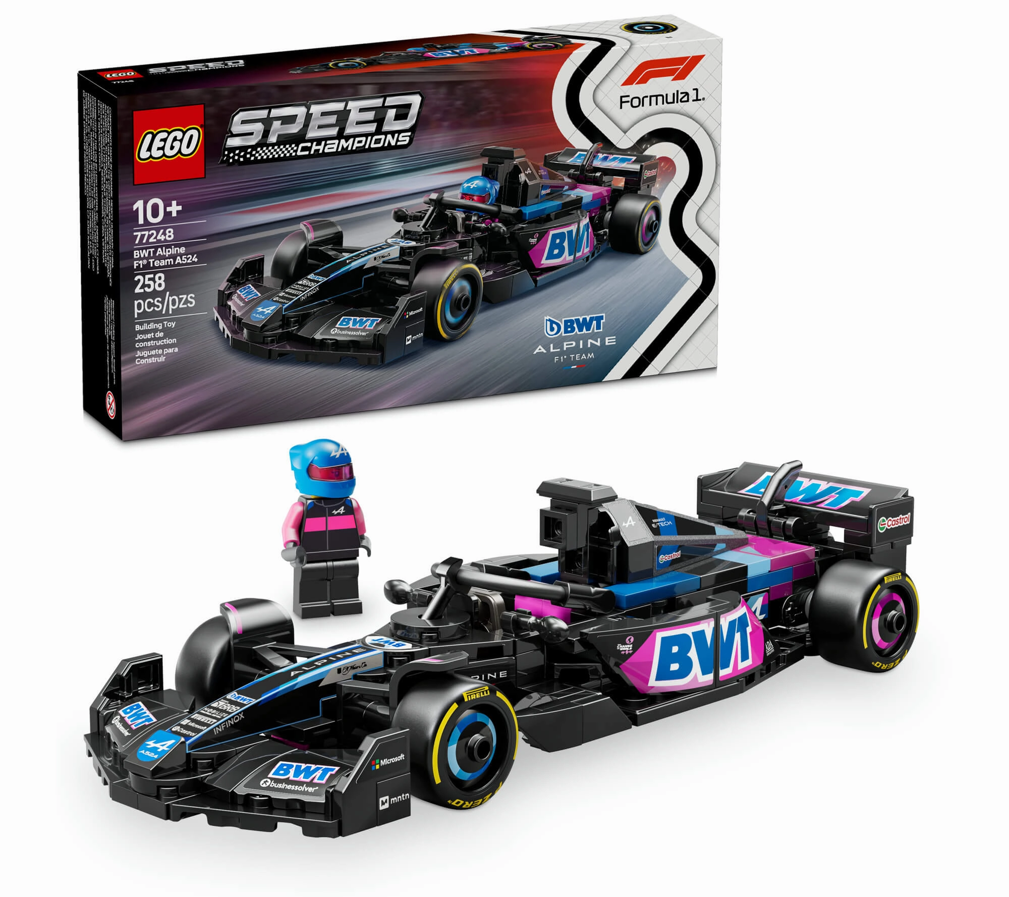 LEGO Speed Champions BWT Alpine F1 Team A524 Race Car Building Set - 258 Pieces