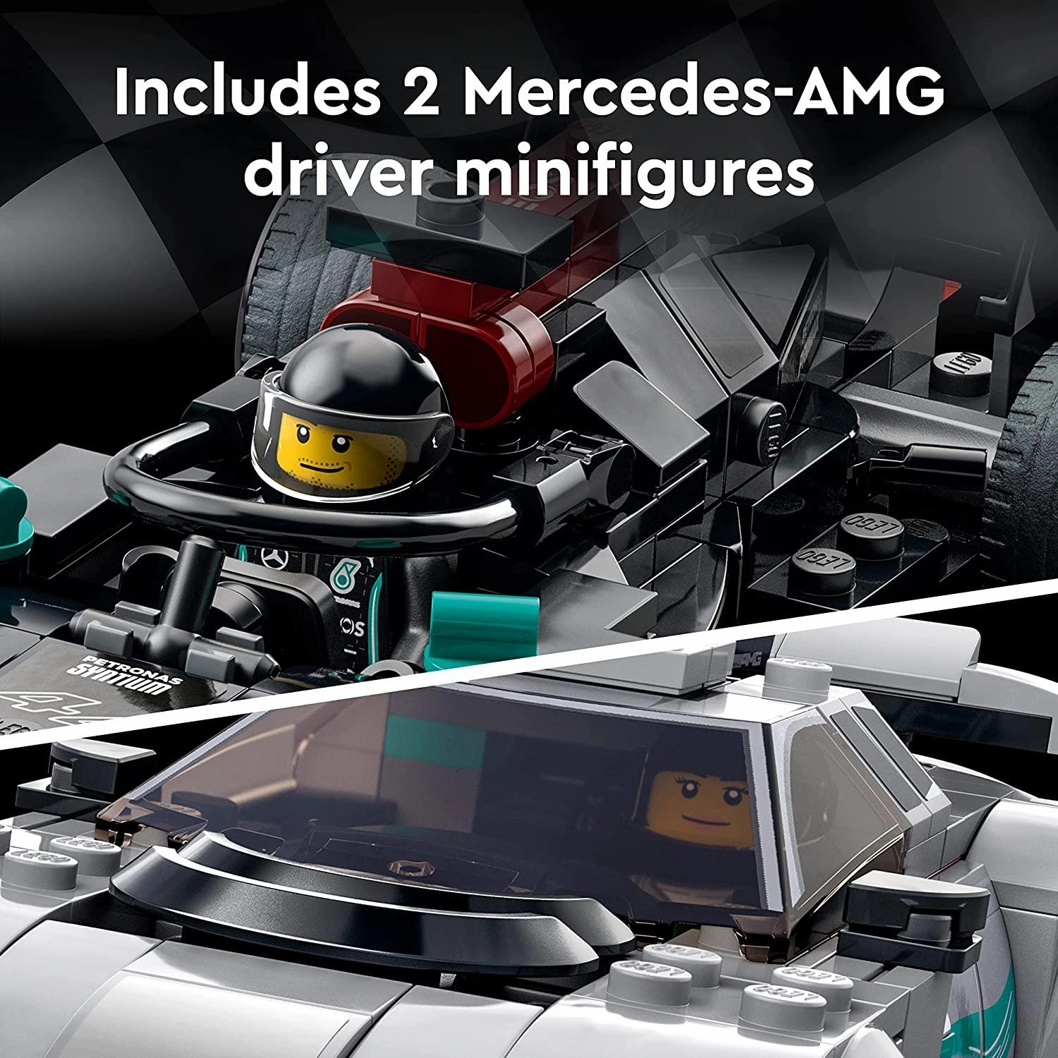 LEGO Speed Champions Mercedes-AMG F1 W12 E Performance & Mercedes-AMG Project One Building Kit for Ages 9 