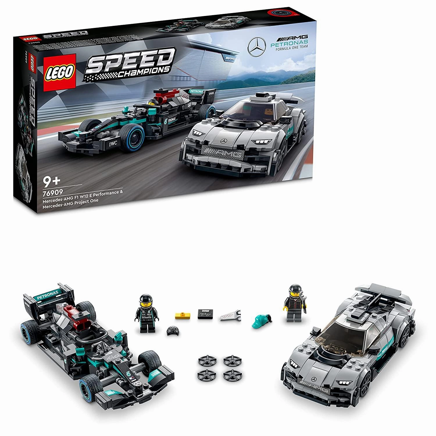 LEGO Speed Champions Mercedes-AMG F1 W12 E Performance & Mercedes-AMG Project One Building Kit for Ages 9 