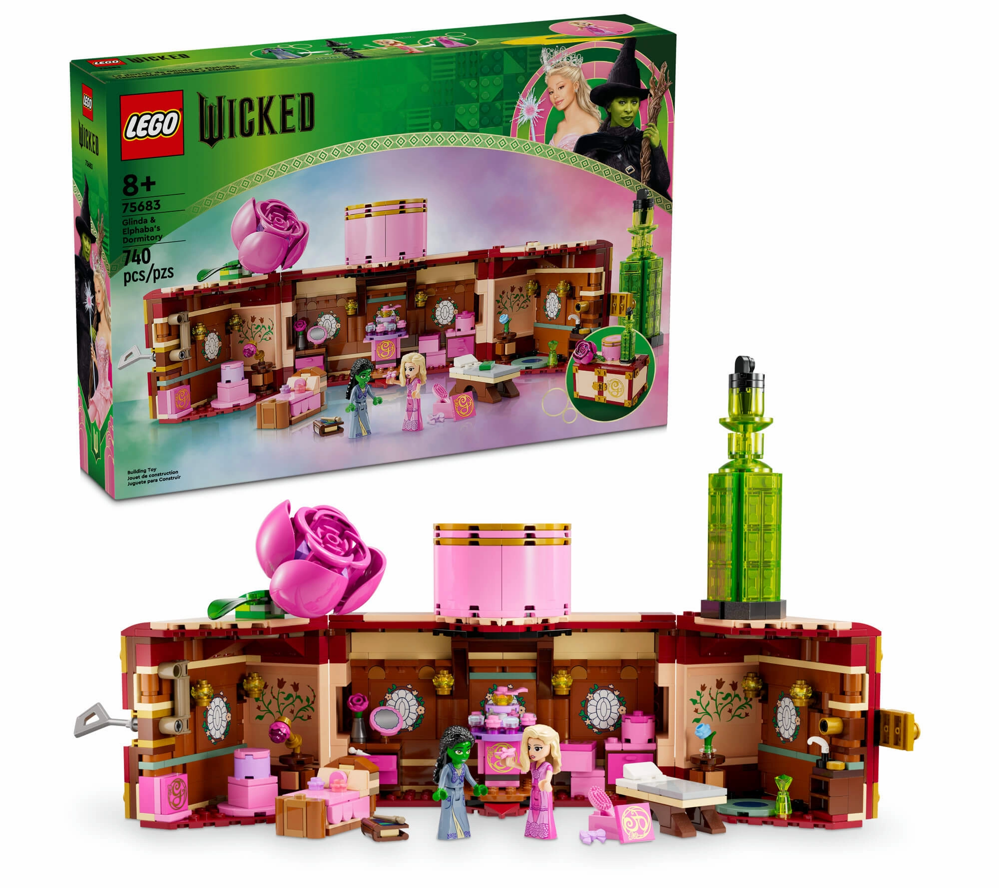 LEGO Wicked 740-Piece Glinda & Elphabas Dormitory Collectible Toy Model - 75683