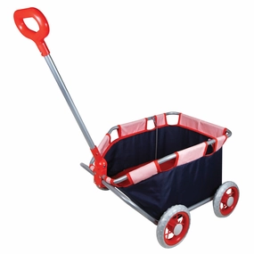 Lissi Doll Pull Cart - Navy & Red - Foldable Design for Kids Ages 2 