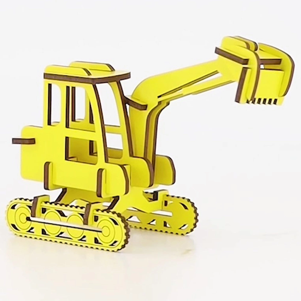 Little & Wood: Medium Digger - 3D Yellow Wooden Construction Kit