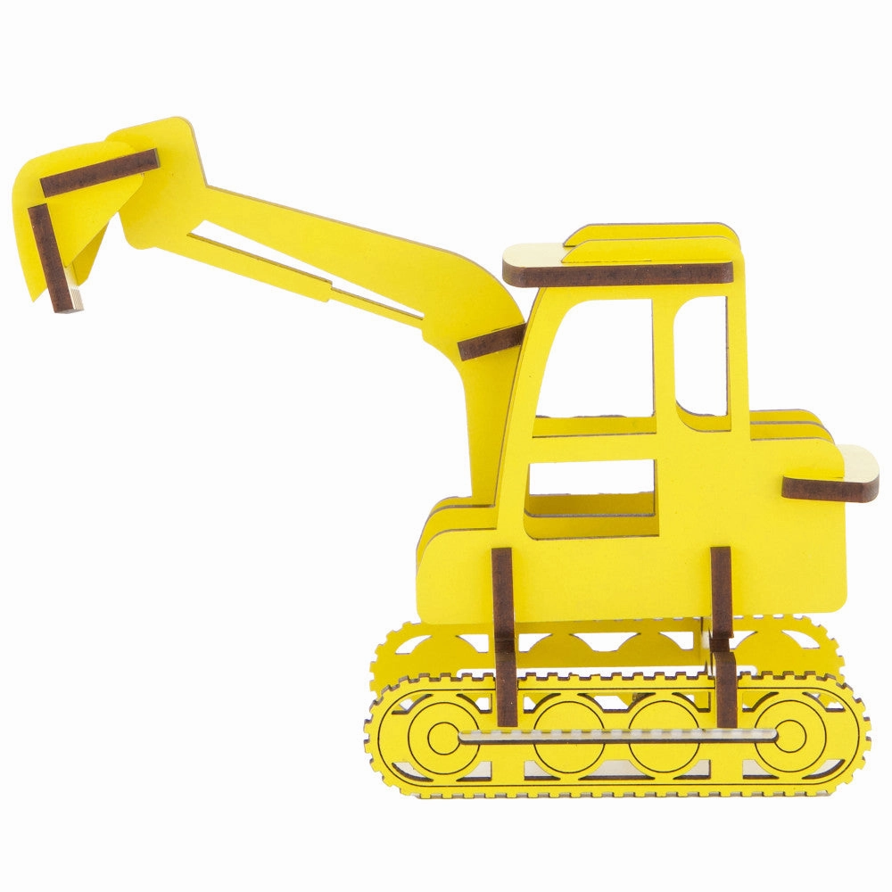 Little & Wood: Medium Digger - 3D Yellow Wooden Construction Kit