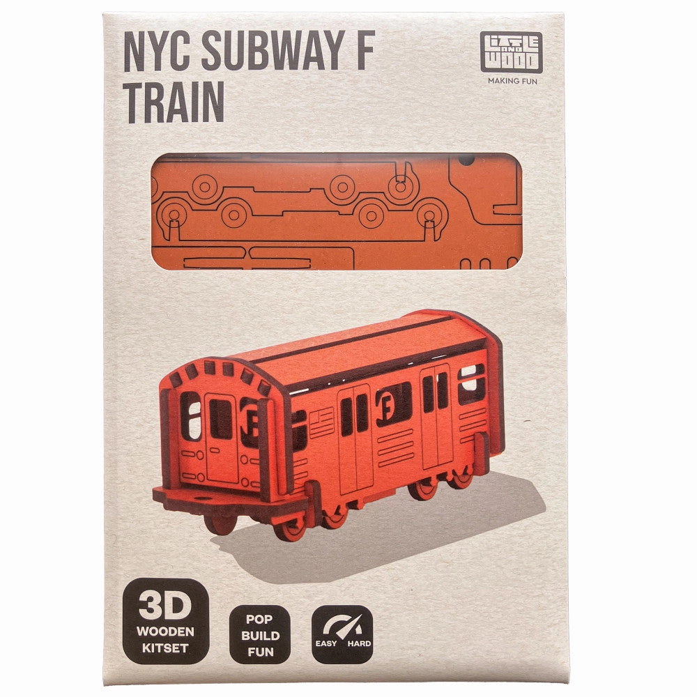 Little & Wood NYC Subway F Train: 3D Wooden Model Kit, Medium