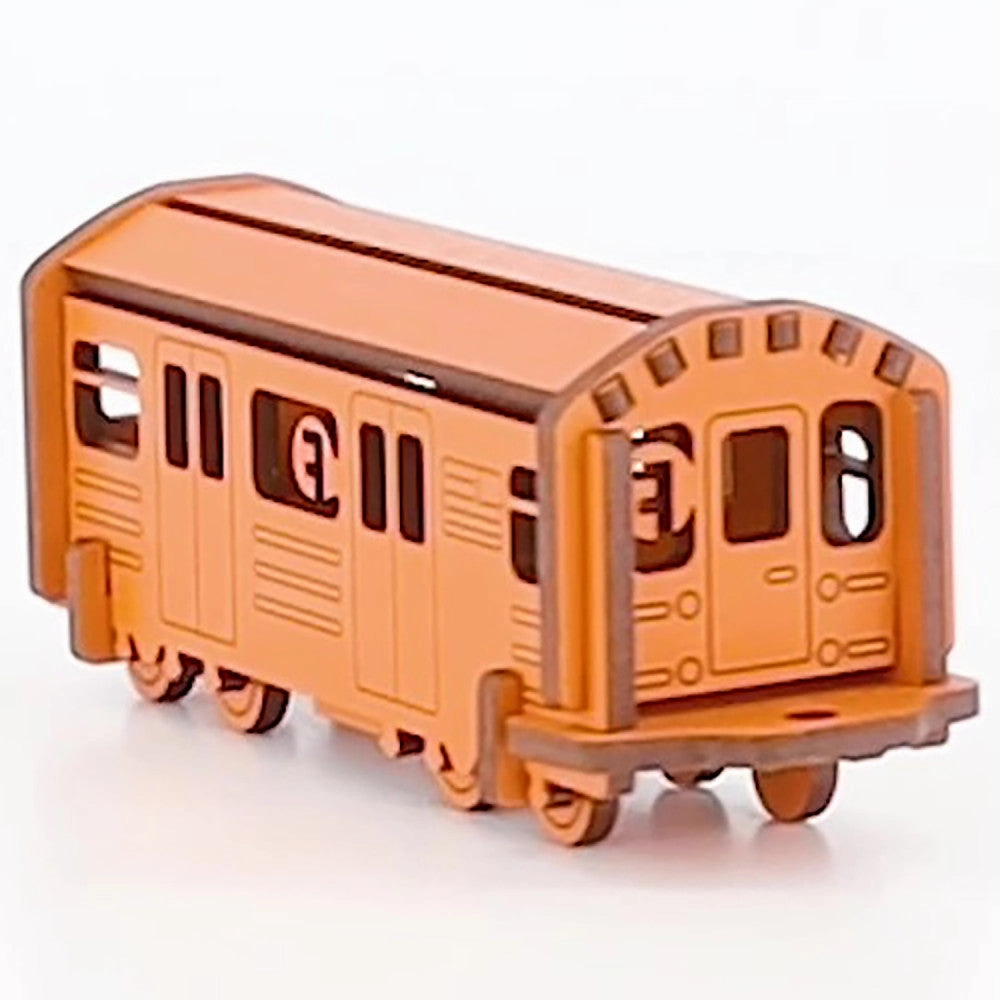 Little & Wood NYC Subway F Train: 3D Wooden Model Kit, Medium