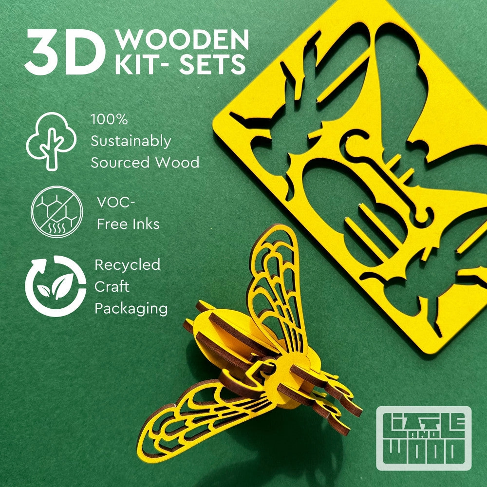 Little & Wood NYC Subway F Train: 3D Wooden Model Kit, Medium