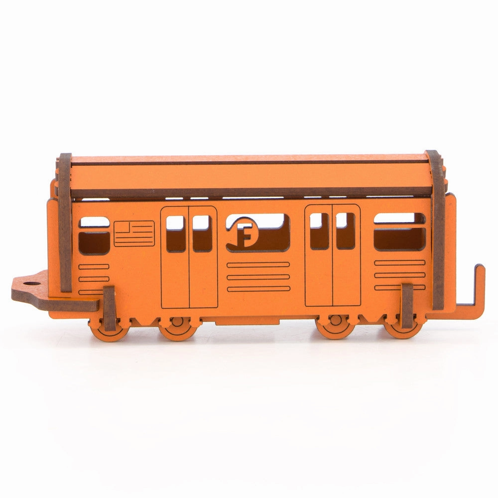 Little & Wood NYC Subway F Train: 3D Wooden Model Kit, Medium
