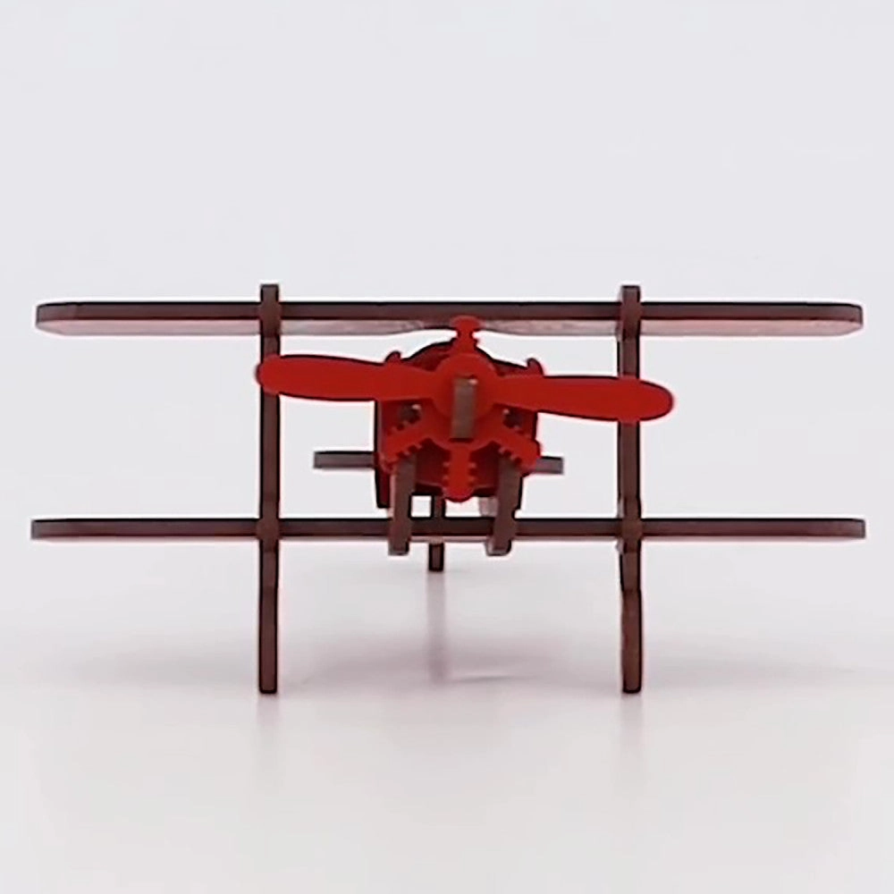 Little & Wood: Red Medium Biplane 3D Wooden Puzzle Kit