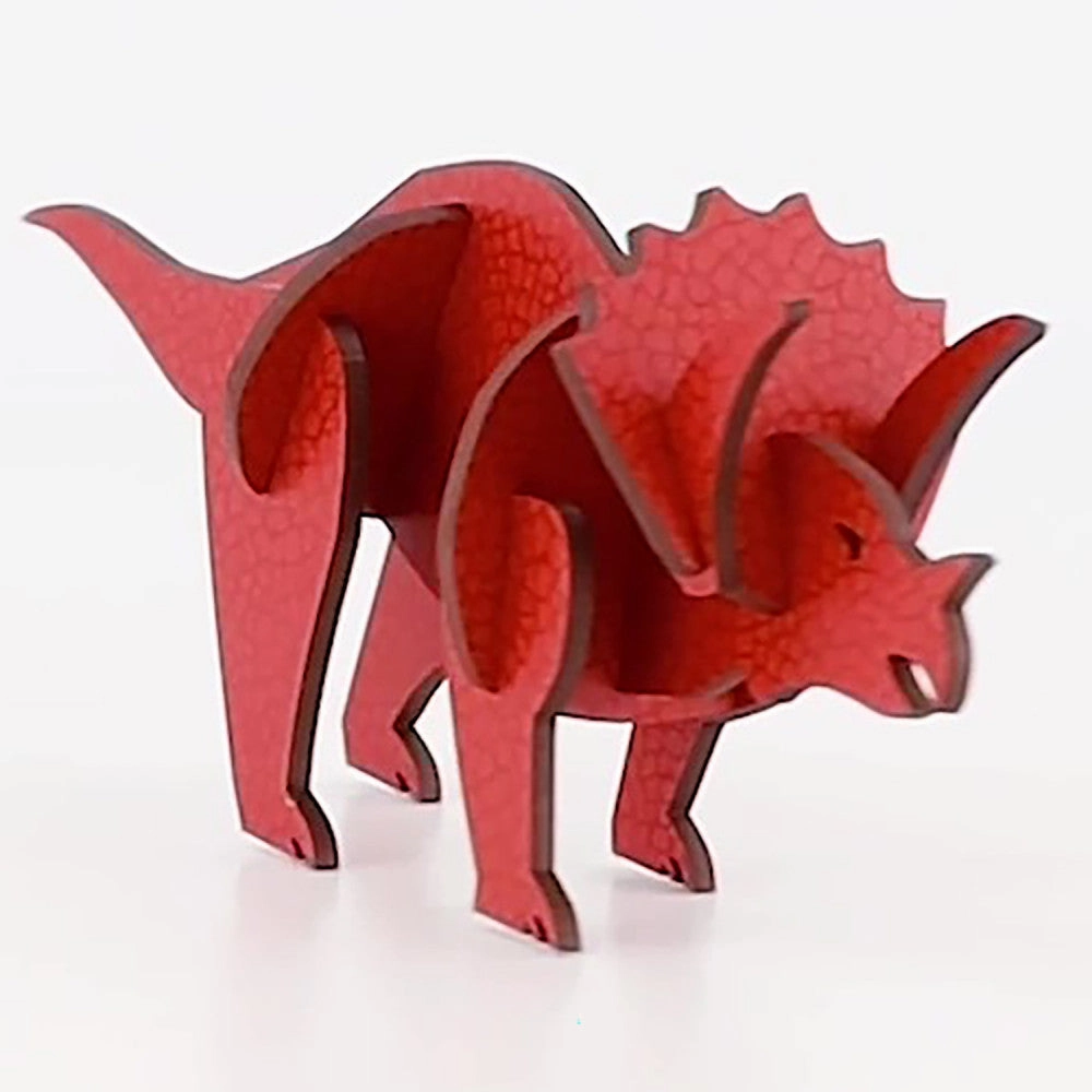 Little & Wood: Triceratops Red 3D Wooden Puzzle Kit, Medium
