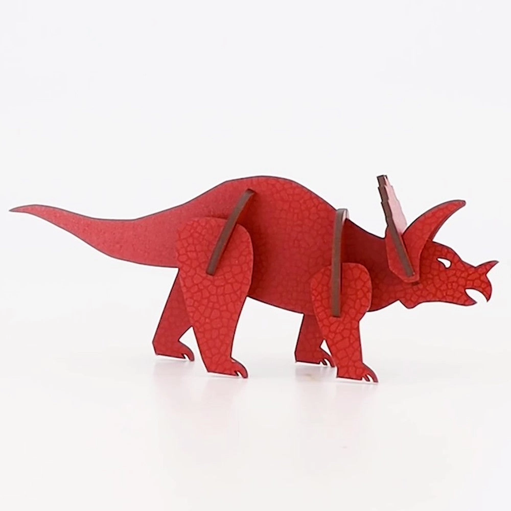 Little & Wood: Triceratops Red 3D Wooden Puzzle Kit, Medium