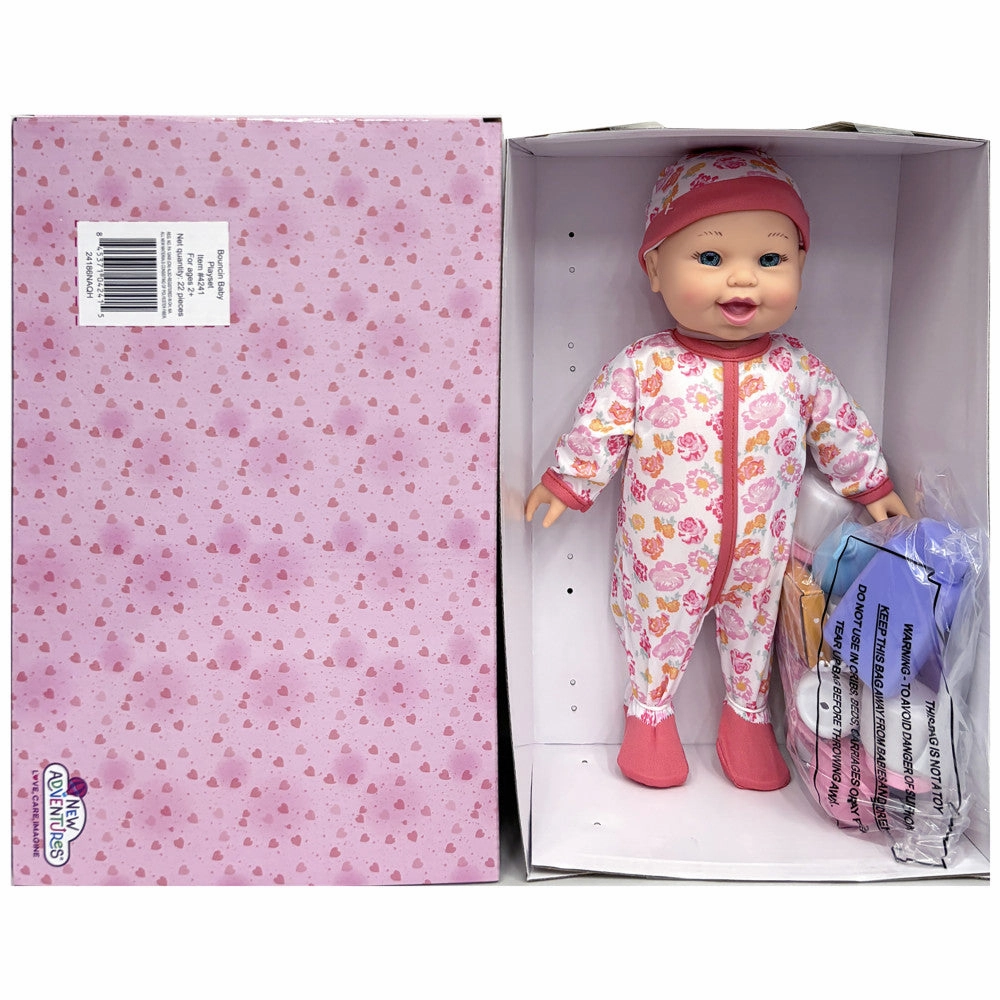 Little Darlings 12-inch Interactive Bouncing Baby Doll Playset - Pink & White