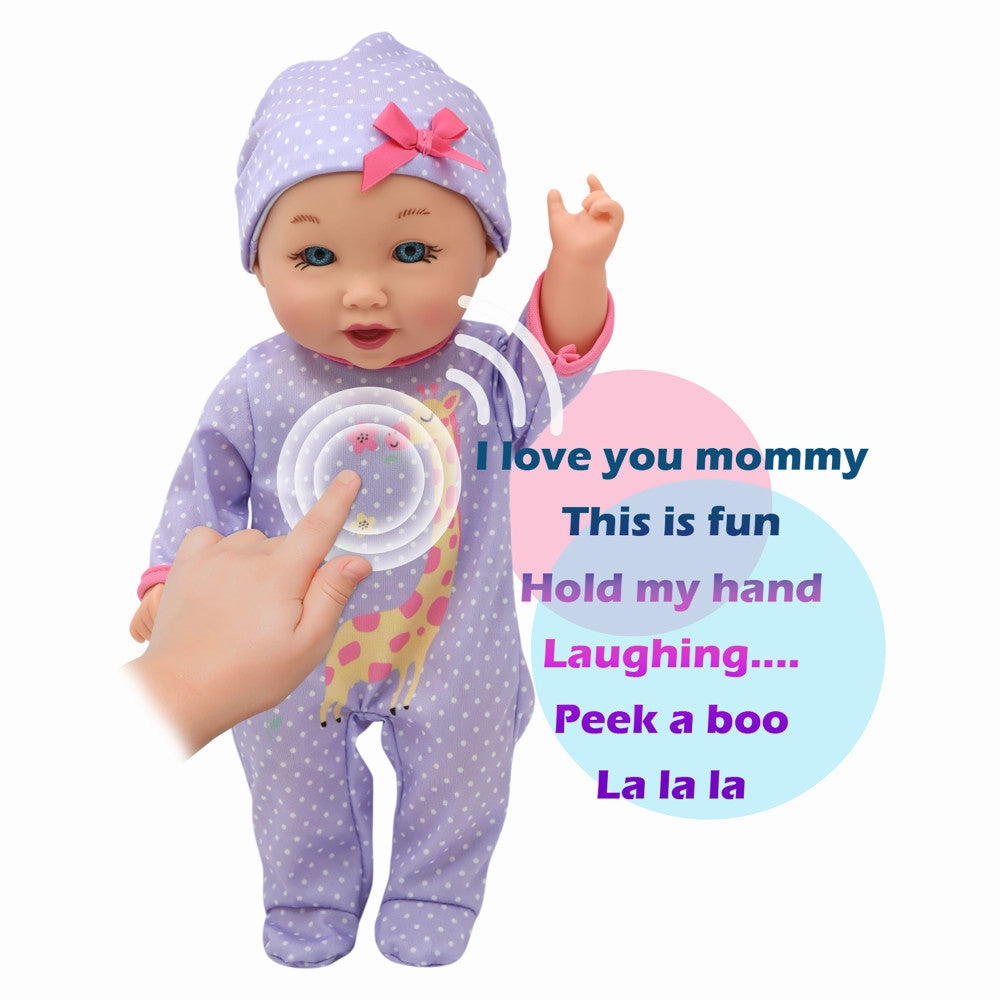Little Darlings 12-inch Talking Playtime Doll - Purple and Pink with Giraffe Accents