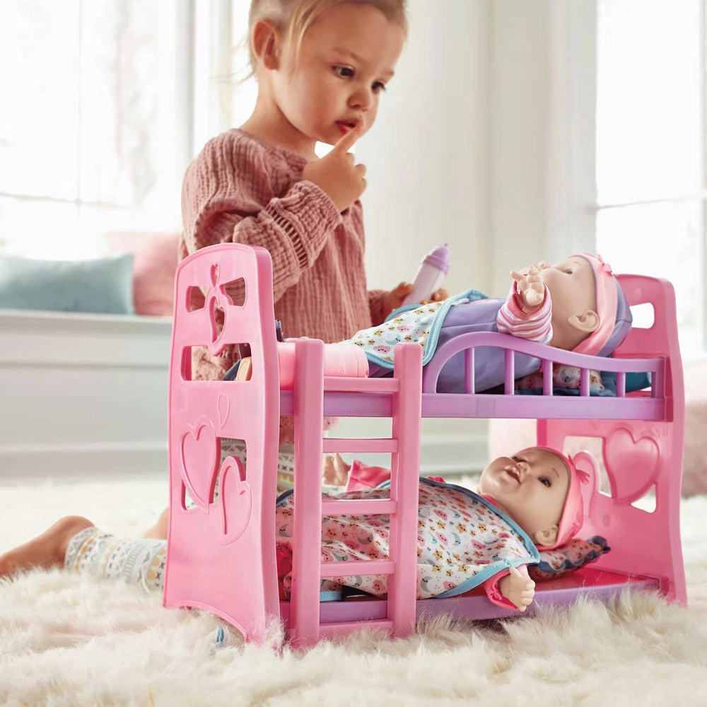 Little Darlings 12" - Twin Dolls Bedtime Fun Set 29pc - Pink, Purple, Green - Playset for Kids Ages 2 