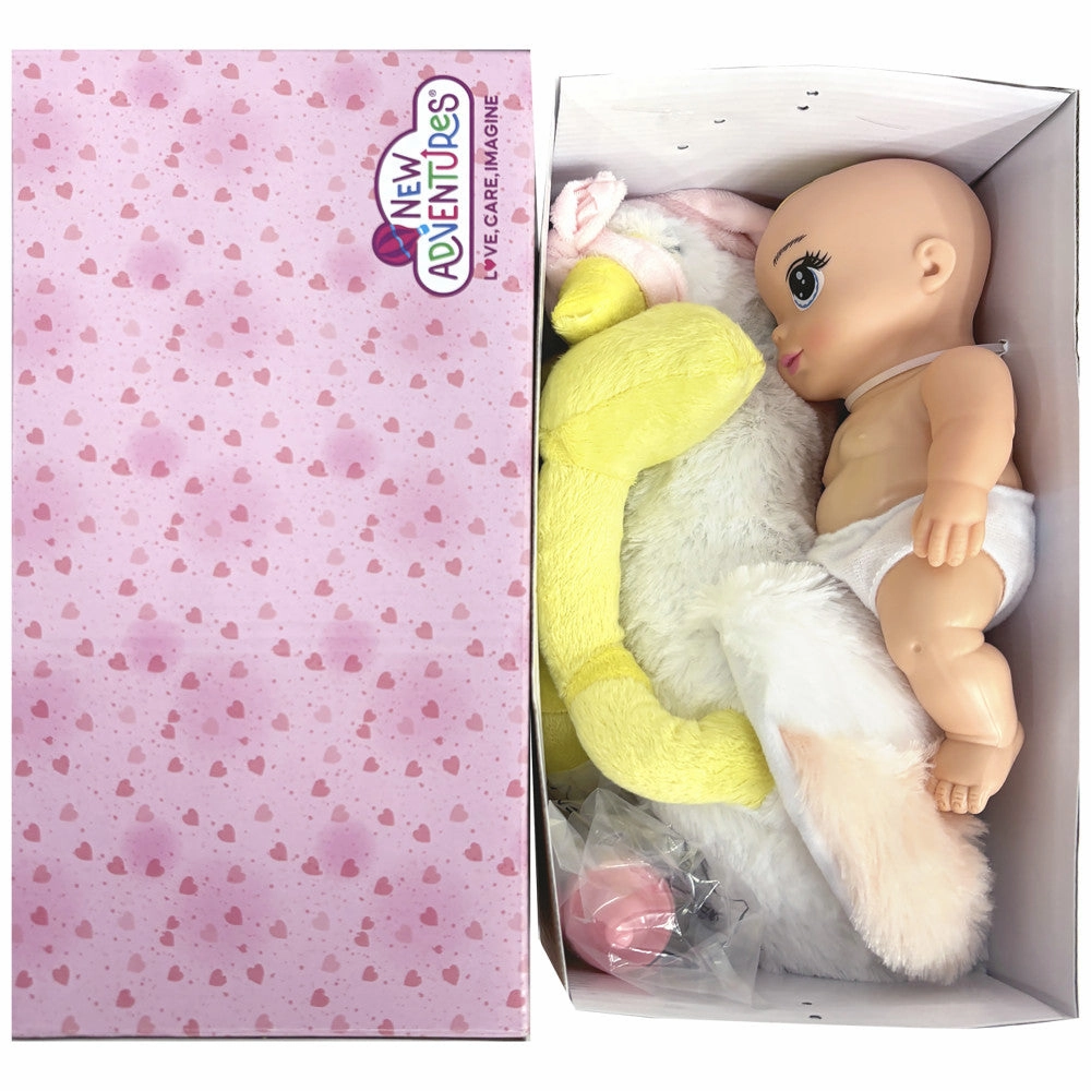 Magic Nursery 8-inch Special Delivery Set - Posable Newborn Baby Doll with Plush Stork, Pink