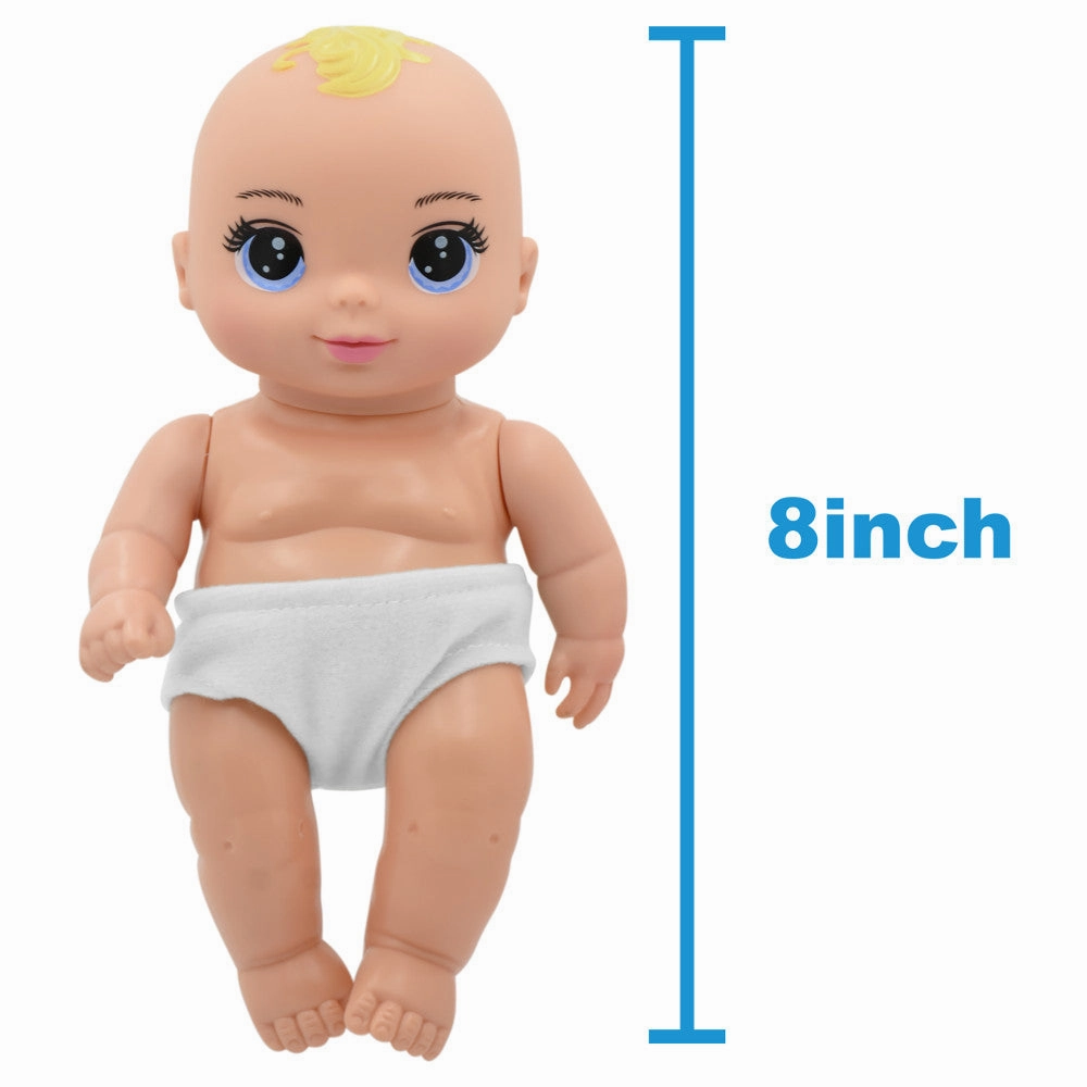 Magic Nursery 8-inch Special Delivery Set - Posable Newborn Baby Doll with Plush Stork, Pink