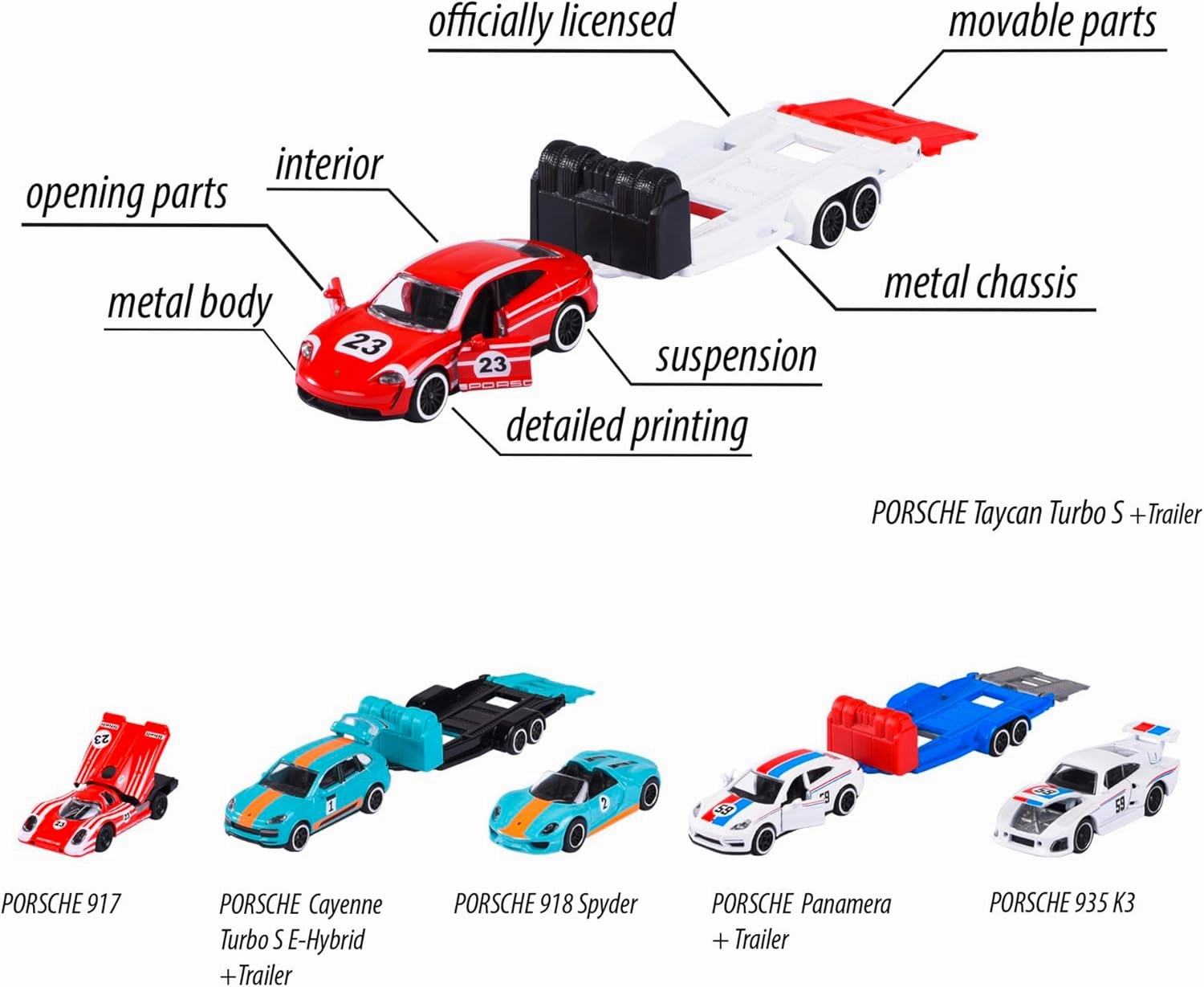 Majorette Porsche Race Trailer Assortment For Kids & Collectors Styles & Design May Vary