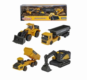 Majorette Volvo Construction Vehicles 4 Car Gift Set For Kids Ages 3 