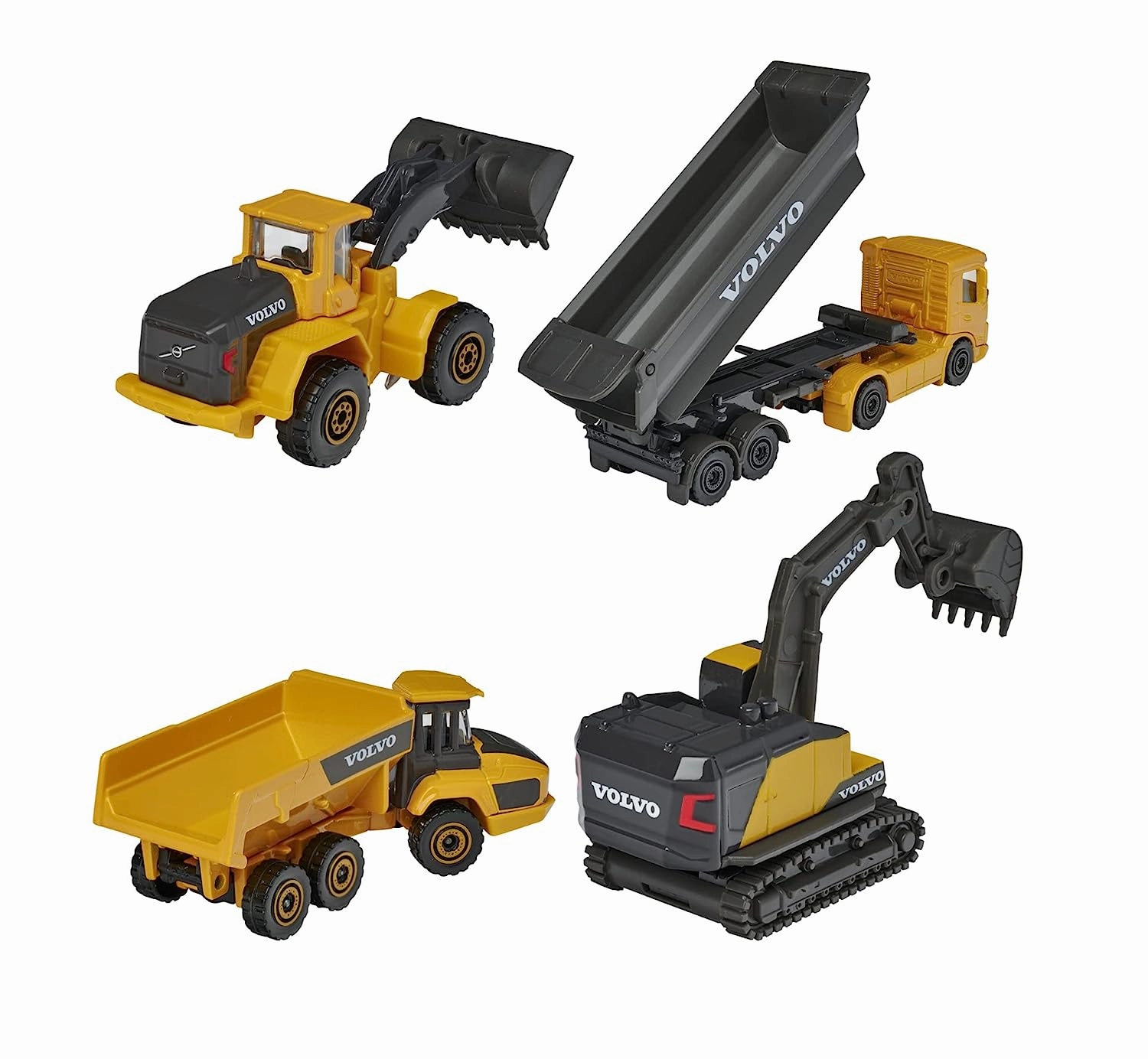 Majorette Volvo Construction Vehicles 4 Car Gift Set For Kids Ages 3 