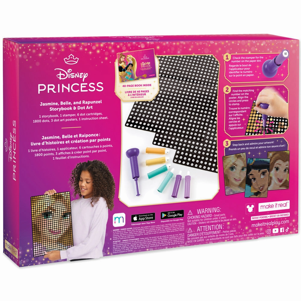 Make It Real Disney Princess Storybook Stamp and Dot Art Kit - Jasmine, Belle, Rapunzel