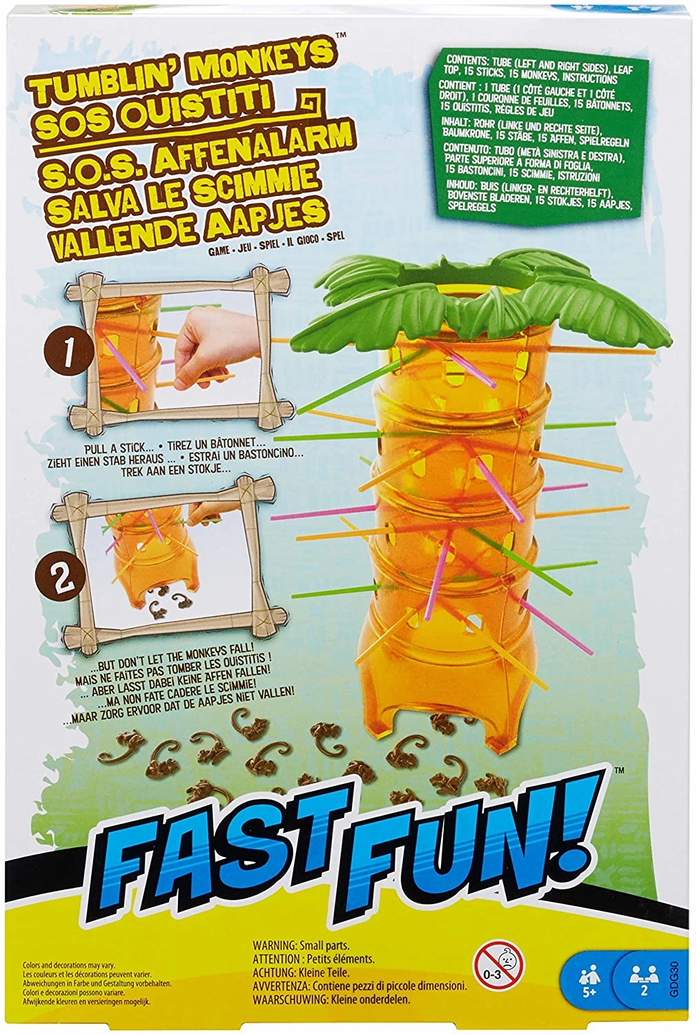 Mattel Games Fast Fun Tumblin' Monkeys Adventure Board Game for Ages 5 