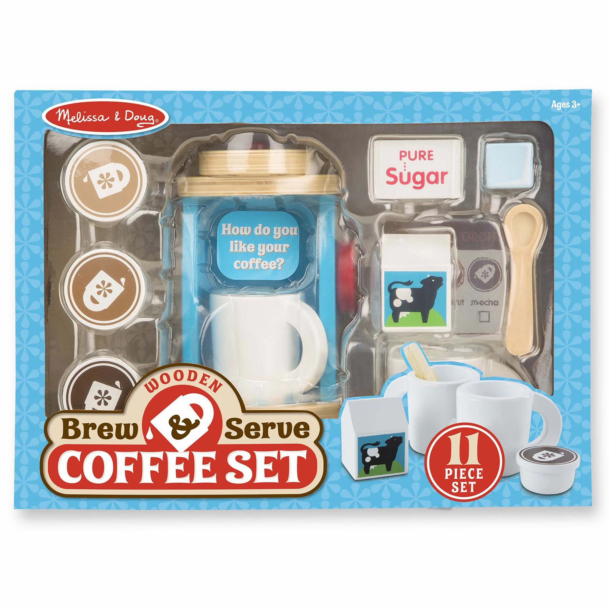 Melissa & Doug 8-Piece Wooden Brew & Serve Coffee Set