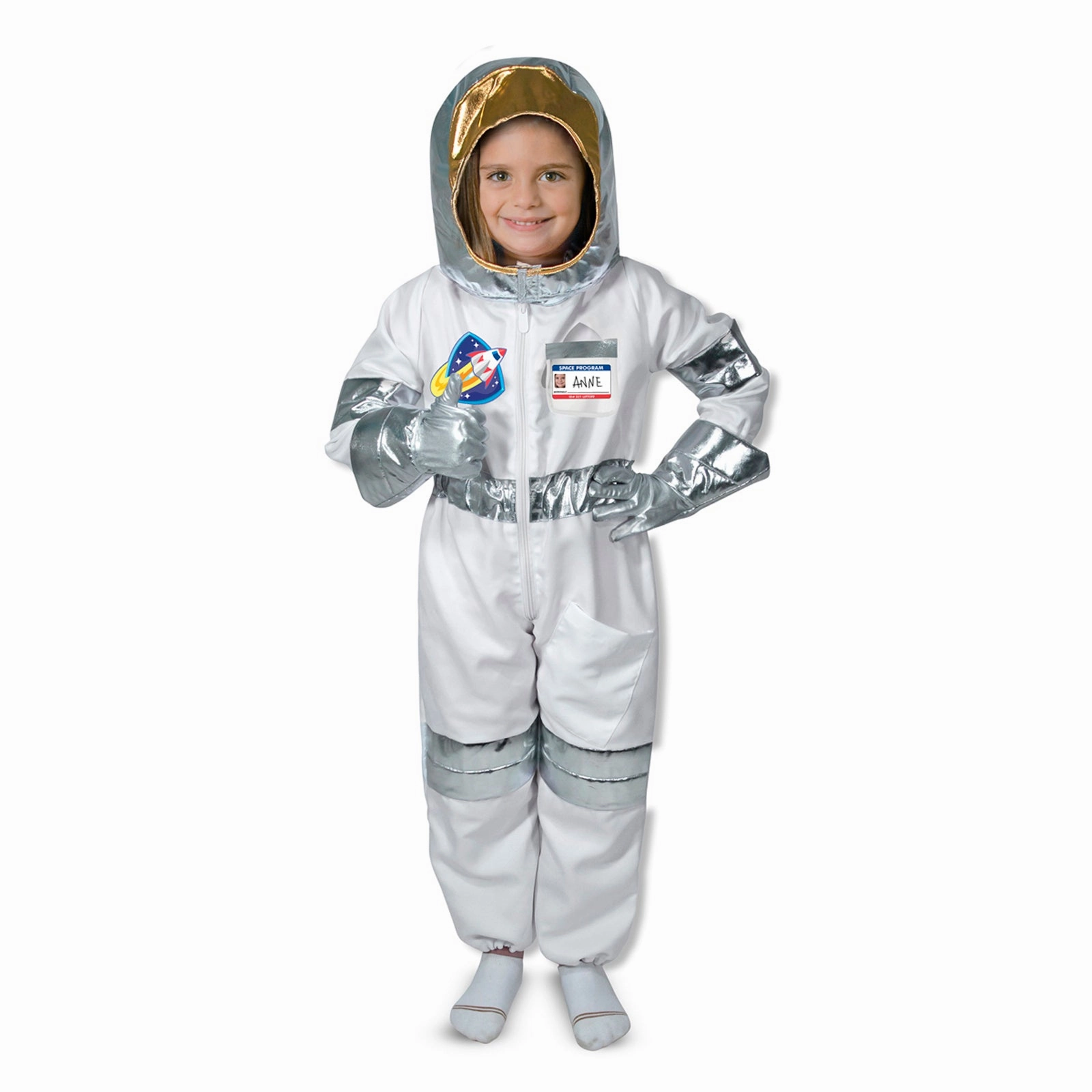 Melissa & Doug Astronaut Role Play Costume Set - Galactic Explorer - White & Silver