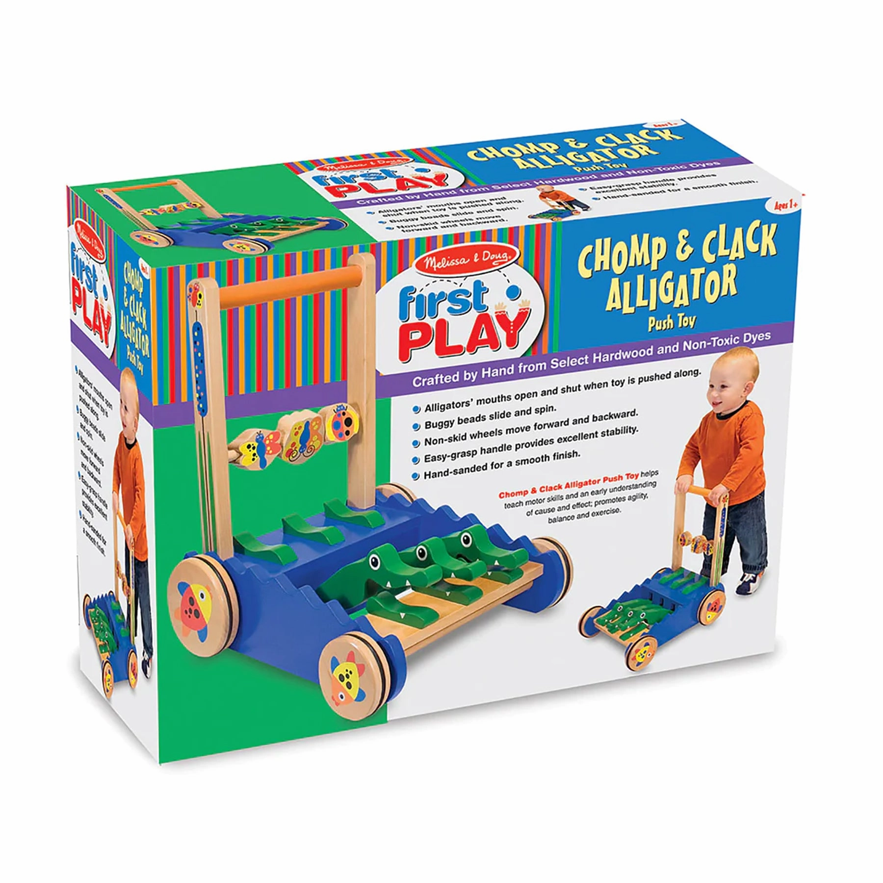 Melissa & Doug Chomp and Clack Alligator Push Toy  Colorful Movement