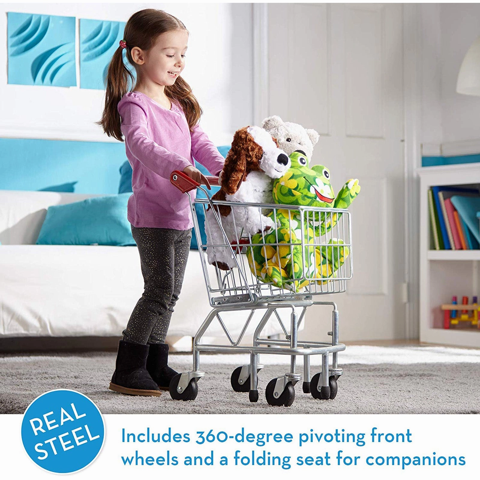 Melissa & Doug Deluxe Metal Shopping Cart Toy