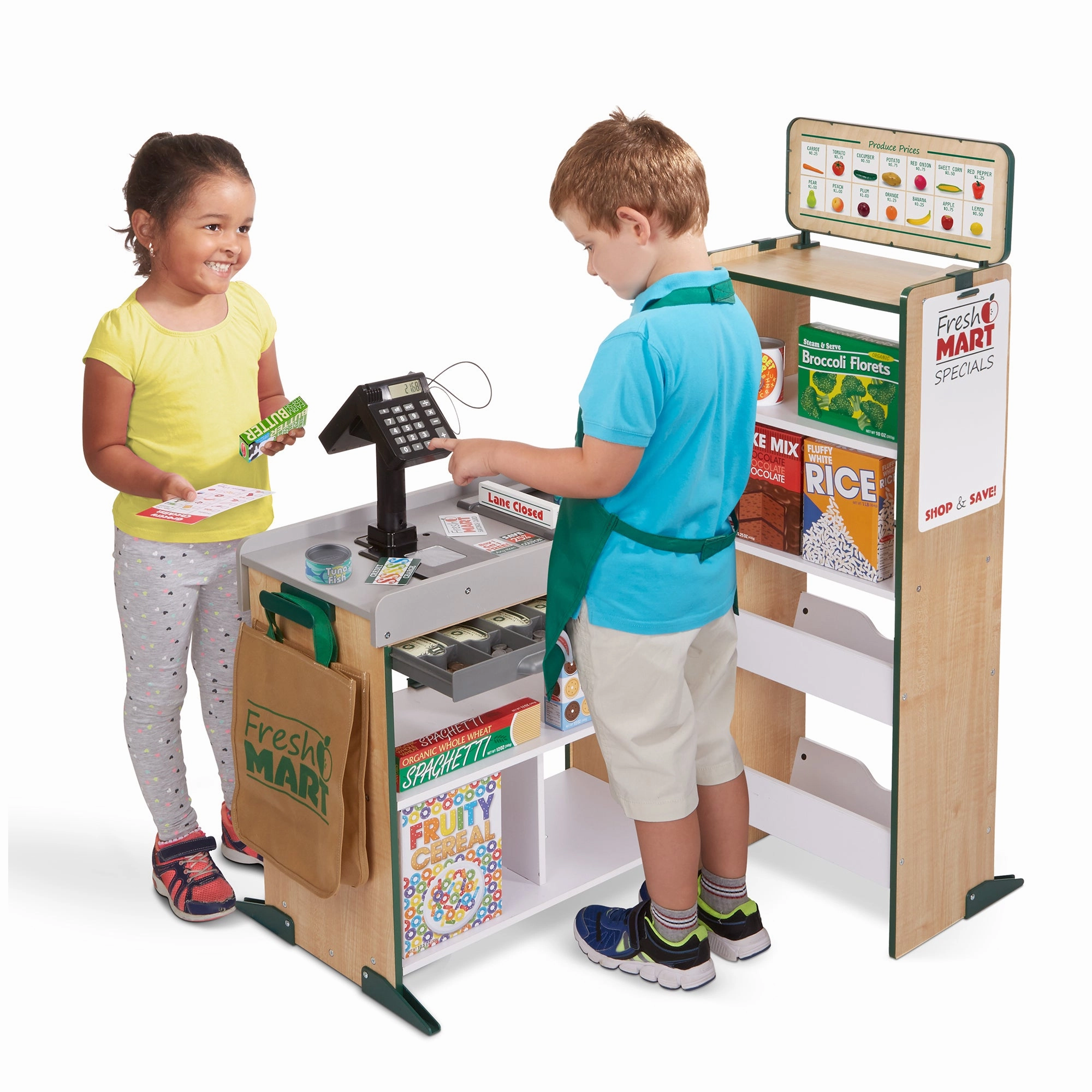 Melissa & Doug Deluxe Wooden Fresh Mart Grocery Store - Interactive Play Set
