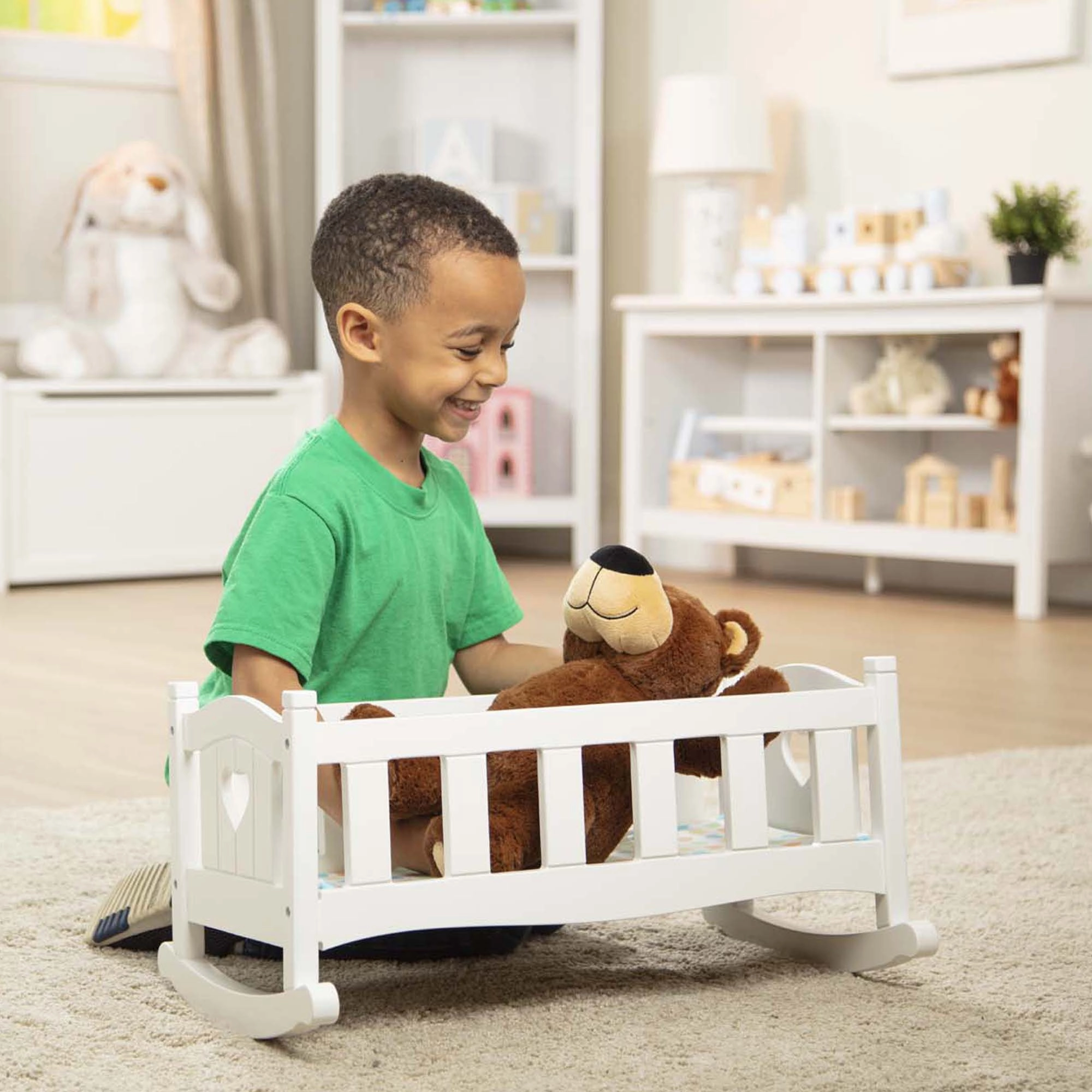Melissa & Doug Mine to Love Wooden Doll Rocking Cradle