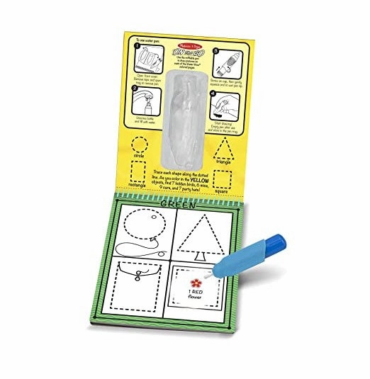 Melissa & Doug On the Go Water Wow! Colors and Shapes Activity Pad Reusable Water-Reveal Coloring Book, Refillable Water Pen (Multicolor)